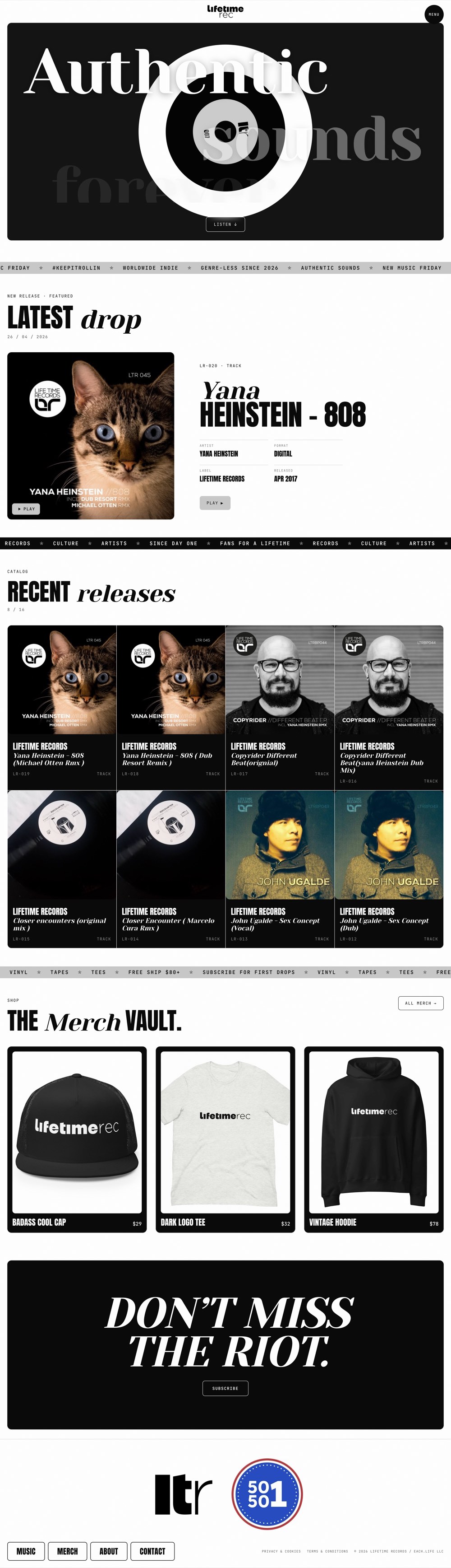 Lifetime Records website